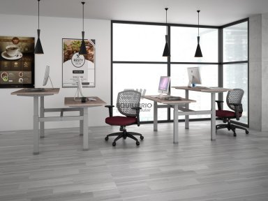 Mesa de trabajo doble de Altura Ajustable :: Muebles de Oficina: Equilibrio Modular